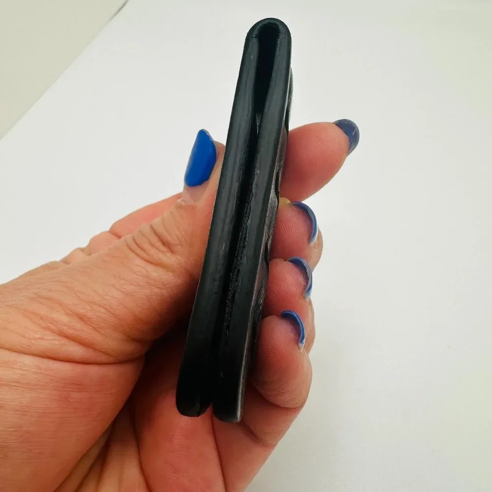Bottega Veneta Black Intrecciato Leather Money Clip Magnetic Slim Minimalist